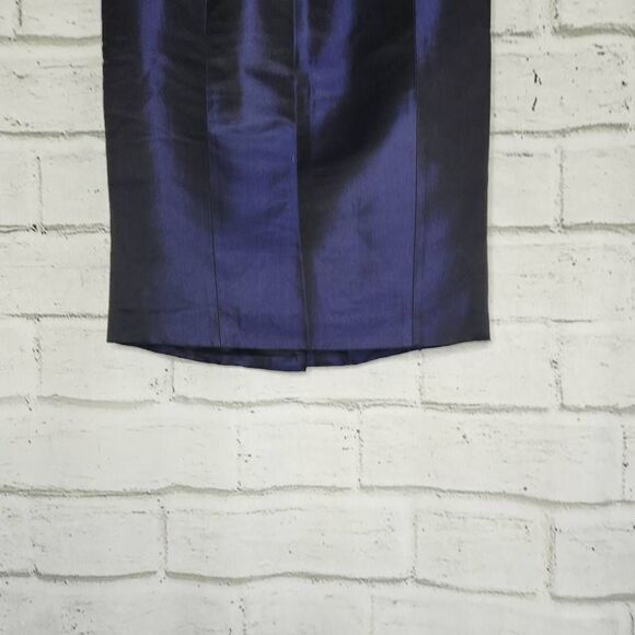Nina Ricci Women's Black Purple Silk Wool Blend Back Zipper Pencil Skirt 38 XS 2 - Picture 4 of 12